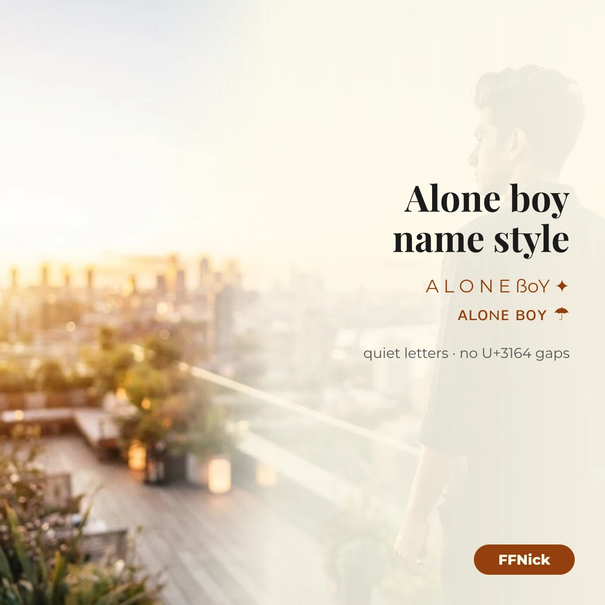 Alone boy name style for Free Fire, quiet letters without U+3164 gaps