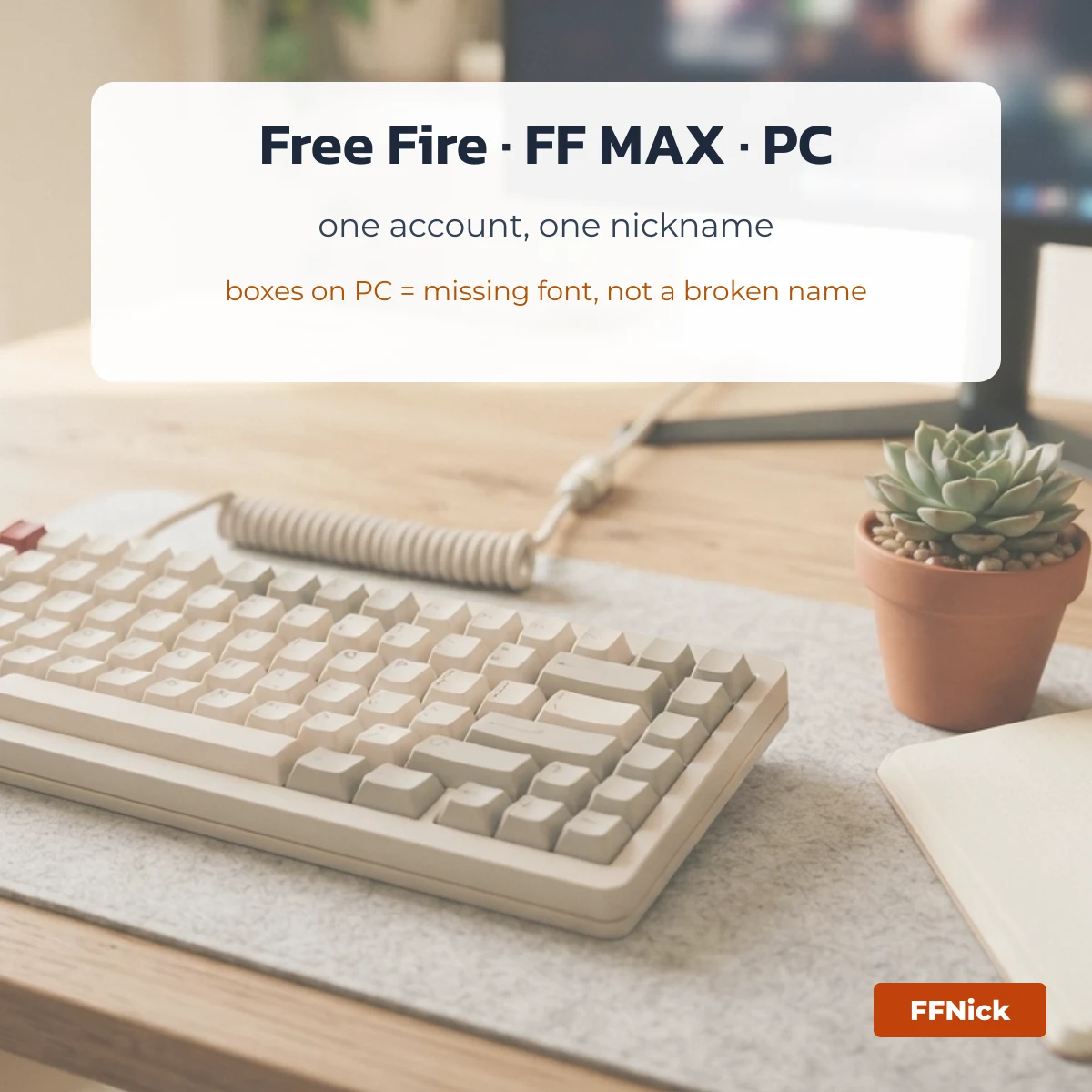 FF MAX and PC nickname differences: one account, one Free Fire nickname