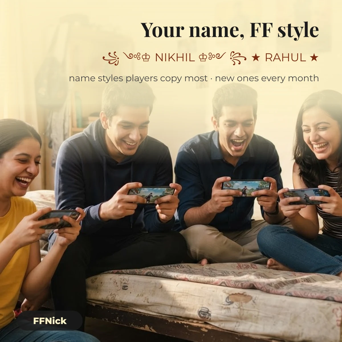 FF name style for Rahul and Nikhil, Free Fire nicknames to copy