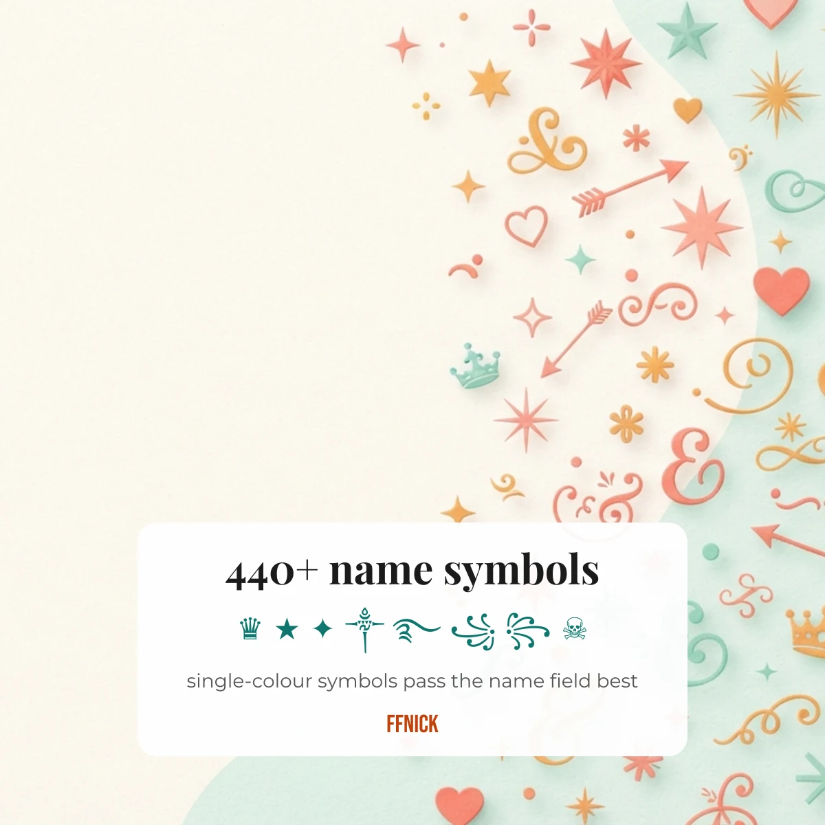FF nickname symbols: 440+ single-colour symbols for Free Fire names