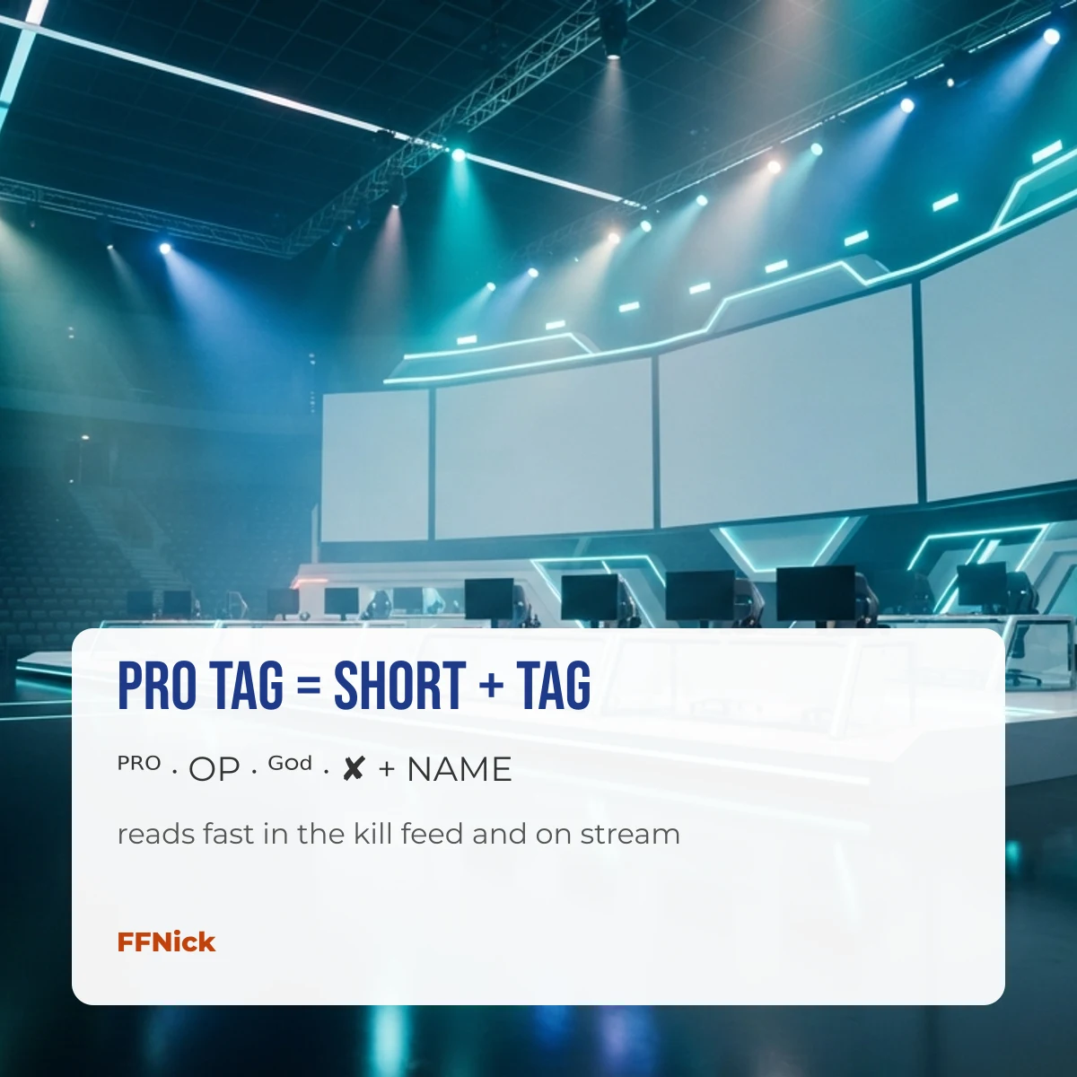 FF pro player name tags: PRO, OP and God tags plus a short name