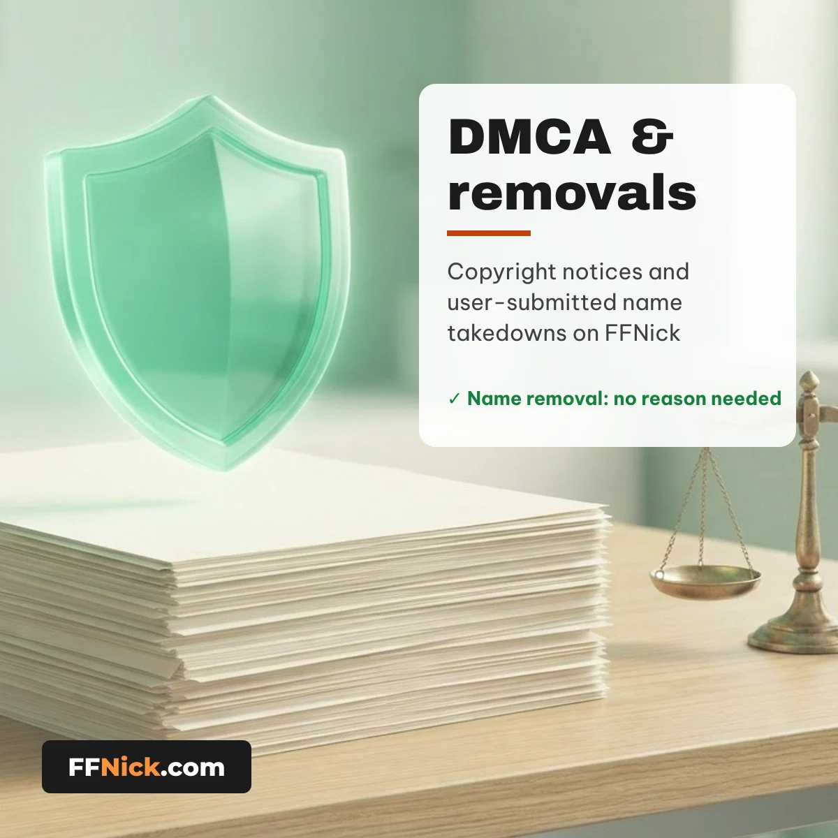 FFNick DMCA page for copyright notices and user-submitted name takedowns