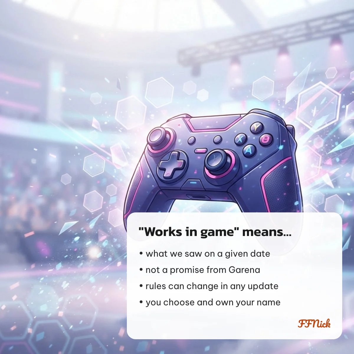 What works in game means on FFNick: Free Fire name rules can change with any update