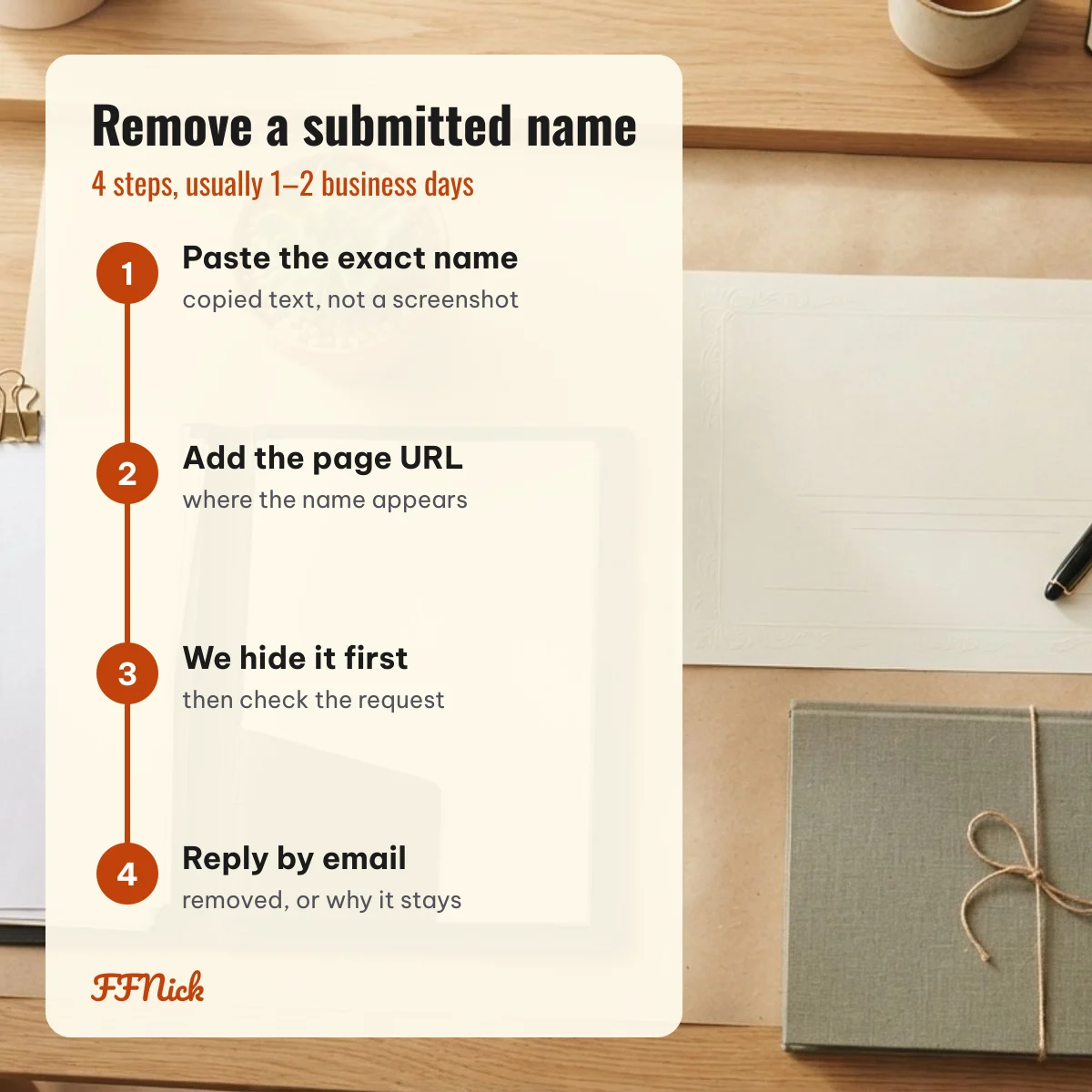 Four steps to remove a user-submitted FF name from FFNick